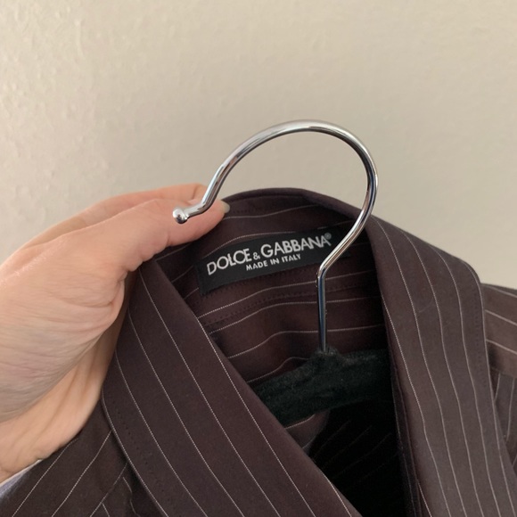 Dolce & Gabbana brown pinstripe fitted button down - Picture 3 of 5